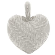 Pendentif coeur bombé 27x22 mm - effet tressé - Placage Argent fin vieilli x1