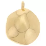 Pendentif rond irrégulier martelé 22 mm - Doré à l'or fin x1