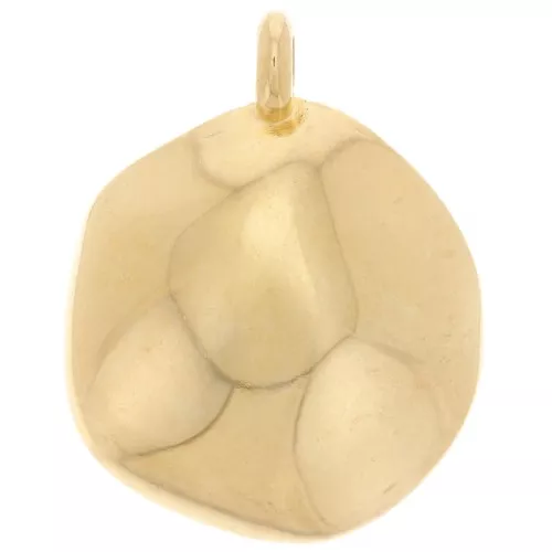 Pendentif rond irrégulier martelé 22 mm - Doré à l'or fin x1