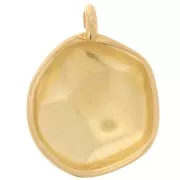Pendentif rond irrégulier martelé 22 mm - Doré à l'or fin x1