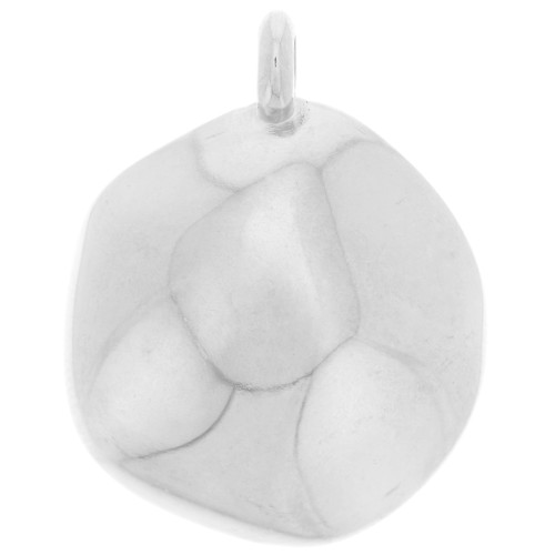 Pendentif rond irrégulier martelé 22 mm - Placage Argent fin x1