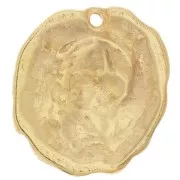 Pendentif irrégulier 25x22 mm avec résine époxy - Doré à l'or fin - Blanc x1