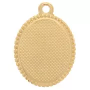 Pendentif ovale 19x14 mm - motif fraise - Doré à l'or fin - Blanc - Rouge x1