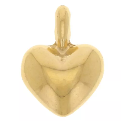 Breloque coeur bombé 13x10 mm - Doré à l'or fin x1