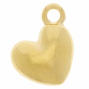 Breloque coeur bombé 12x10 mm - Doré à l'or fin x1