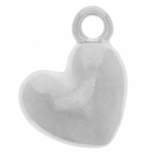 Breloque coeur bombé 12x10 mm - Placage Argent fin x1