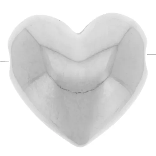 Perle coeur bombée 16x17 mm - Placage Argent fin x1