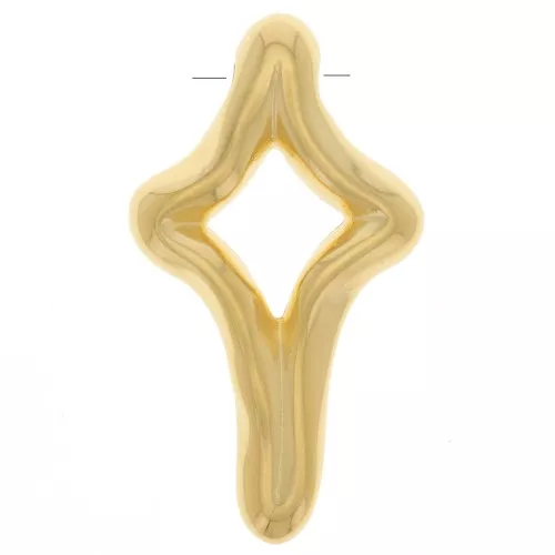 Pendentif croix irrégulier 36x20 mm - Doré à l'or fin x1
