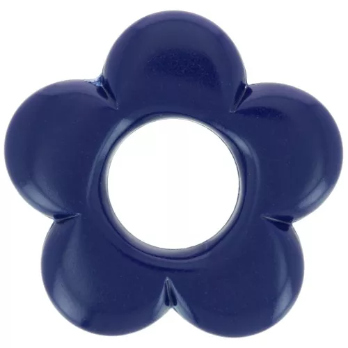 Pendentif fleur 21 mm en résine opaque - Bleu foncé x1