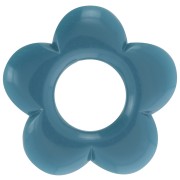Pendentif fleur 21 mm en résine opaque - Bleu paon x1