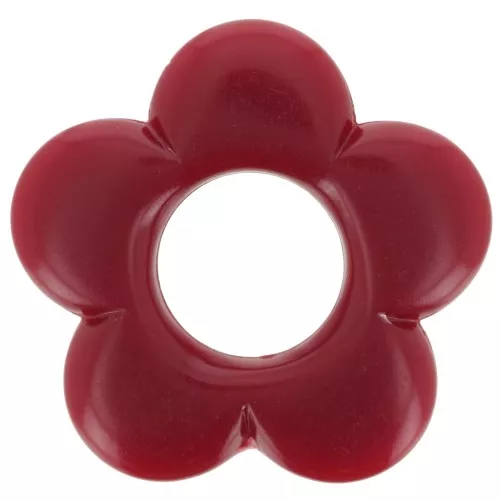 Pendentif fleur 21 mm en résine opaque - Bordeaux x1