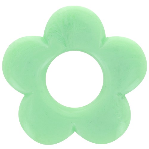Pendentif fleur 21 mm en résine opaque - Marbré Vert jade x1