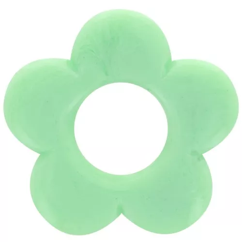 Pendentif fleur 21 mm en résine opaque - Marbré Vert jade x1