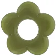 Pendentif fleur 21 mm en résine opaque - Marbré Vert militaire x1