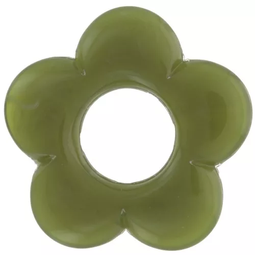 Pendentif fleur 21 mm en résine opaque - Marbré Vert militaire x1
