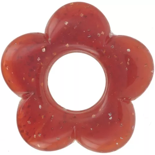Pendentif fleur 21 mm en résine translucide - Cuivré pailleté x1