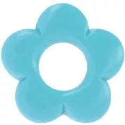 Pendentif fleur 21 mm en résine opaque - Turquoise x1