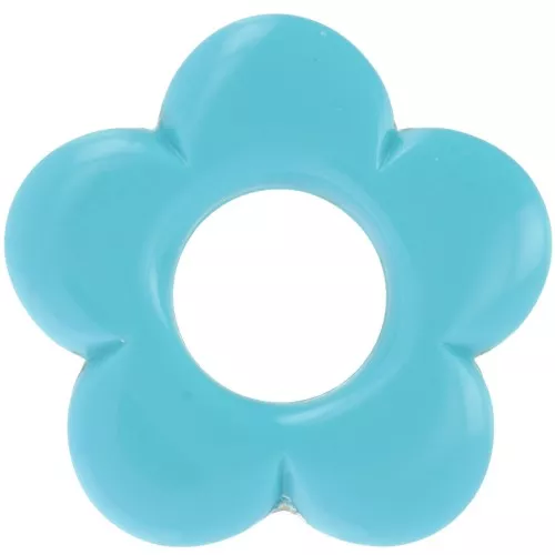 Pendentif fleur 21 mm en résine opaque - Turquoise x1