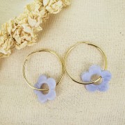 Pendentif fleur 21 mm en résine translucide - Fauve marbré x1