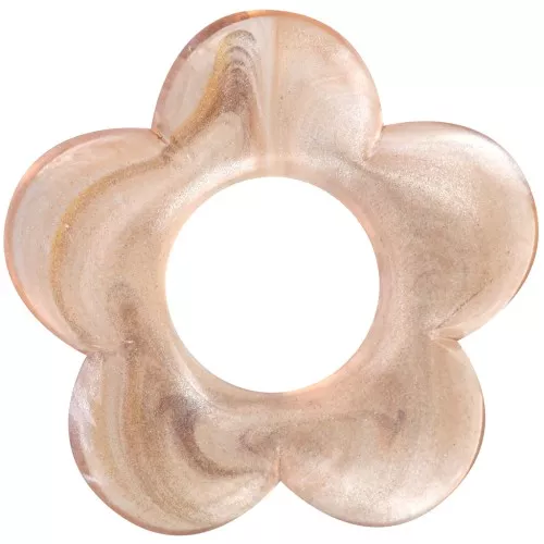 Pendentif fleur 21 mm en résine transparente - Marbré marron nacré x1
