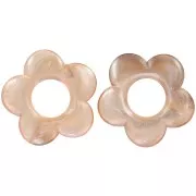 Pendentif fleur 21 mm en résine transparente - Marbré marron nacré x1