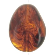 Perle plate irrégulière 22x17 mm en résine translucide - Ambre marbré x1