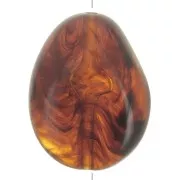 Perle plate irrégulière 22x17 mm en résine translucide - Ambre marbré x1