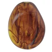 Perle plate irrégulière 25x20 mm en résine translucide - Ambre marbré x1