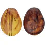 Perle plate irrégulière 25x20 mm en résine translucide - Ambre marbré x1
