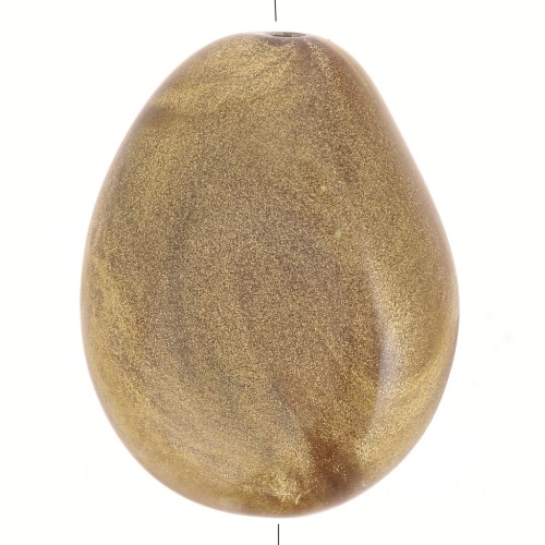 Perle plate irrégulière 25x20 mm en résine opaque - Bronze marbré x1