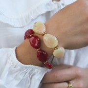 Perle plate irrégulière en résine opaque 25x20 mm - Bronze marbré x1