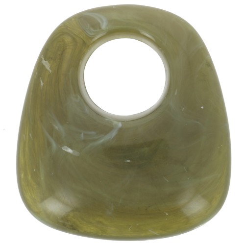 Pendentif trapèze en résine opaque 23x21 mm - Marbré Vert militaire x1