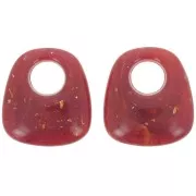 Pendentif trapèze en résine opaque 23x21 mm - Cuivré pailleté x1