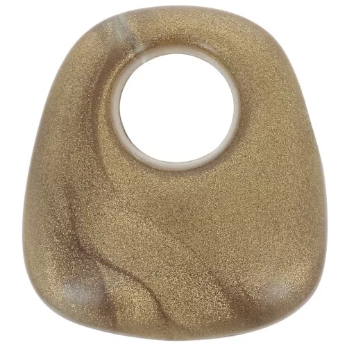 Pendentif trapèze en résine opaque 23x21 mm - Bronze marbré x1