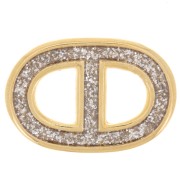 Intercalaire maille marine 19.5x13 mm résine époxy - Doré Or fin - Gris pailleté