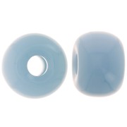 Perles rondelles gros trous 13x9 mm en résine opaque - Bleu fumé x8