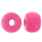 Perles rondelles gros trous 13x9 mm en résine opaque - Rose bonbon x8|raw }}
