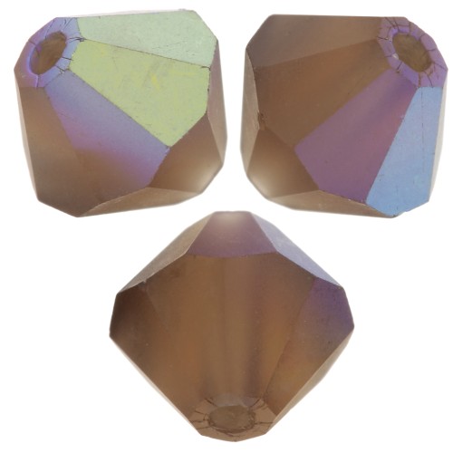 Perles toupies Preciosa - Rondelle Bead 6 mm - Smoked Topaz AB matt x12