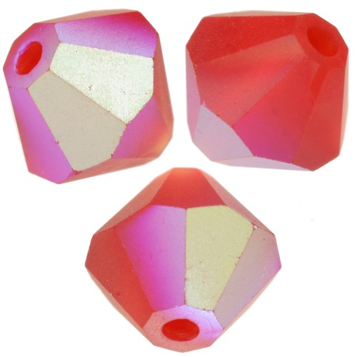 Perles toupies Preciosa - Rondelle Bead 6 mm - Light Siam AB matt x12