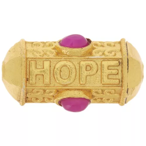 Perle cylindre HOPE 25x12mm pierre gemme teintée - Doré Or fin - Calcédoine Rose