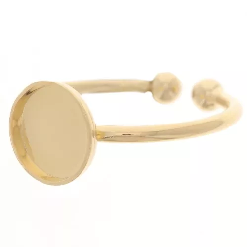 Bague réglable serti pour cabochons à fond plat 8 mm - Doré à l'or fin x1
