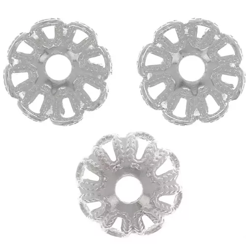Coupelles filigranées 6 mm - effet fleur - Argenté x20