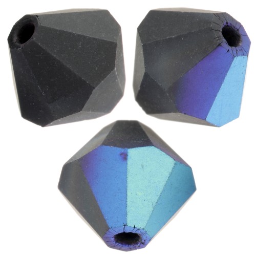 Perles toupies Preciosa - Rondelle Bead 6 mm - Jet AB Matt x12