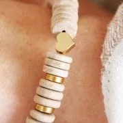 Perle coeur 6.8 mm - Doré à l'or fin x1