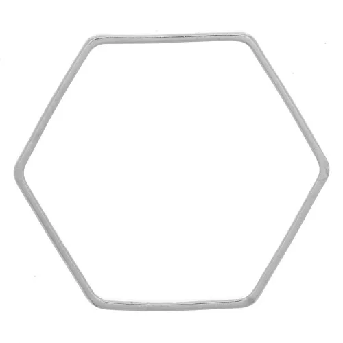 Anneaux de montage et tissage hexagone 18x16 mm - Argenté x25