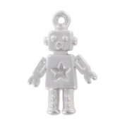 Breloque robot 18x12 mm - Placage argent fin satiné x1