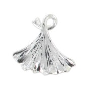 Breloque ginkgo 18 mm Placage argent fin x1|raw }}