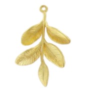 Pendentif feuilles 31 mm Doré à l'or fin satiné x1
