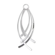 Pendentif breloques courbées 78 mm rhodié|raw }}