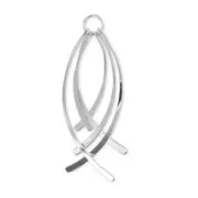 Pendentif breloques courbées 78 mm rhodié